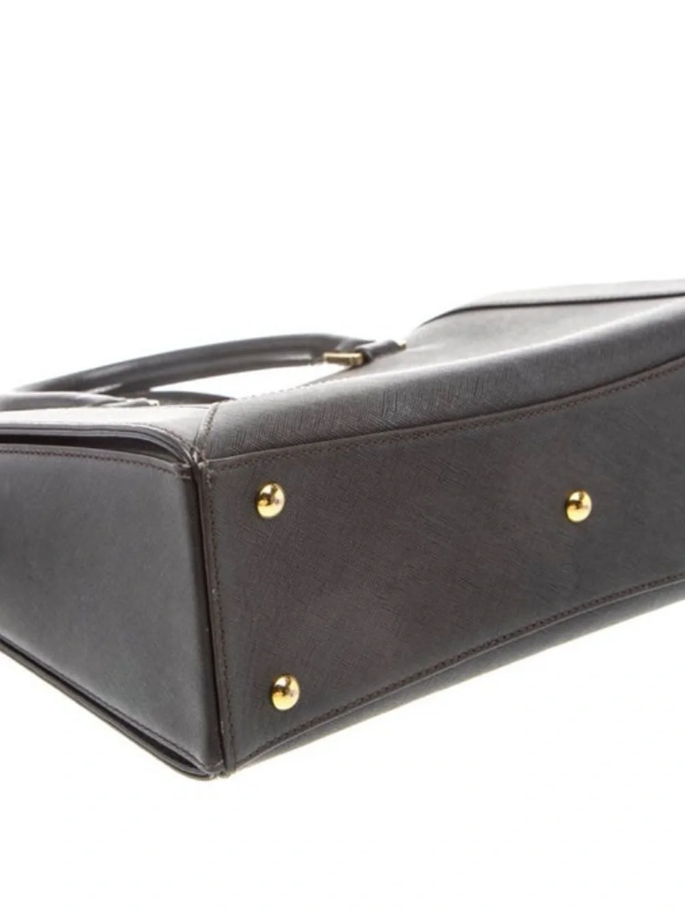 MCM Black Structured Leather Satchel Top Handle  with Gold Hardware